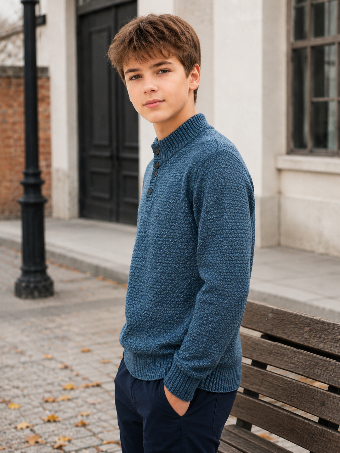 Sportking Mock Neck Button Sweater – Navy