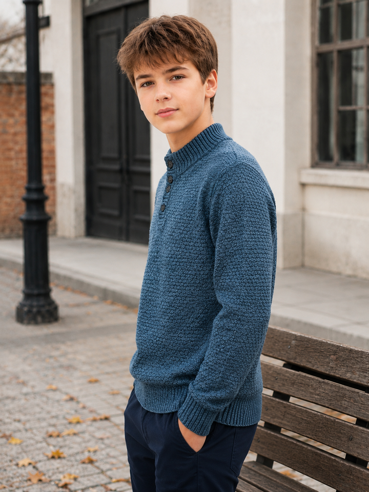 Sportking Mock Neck Button Sweater – Navy