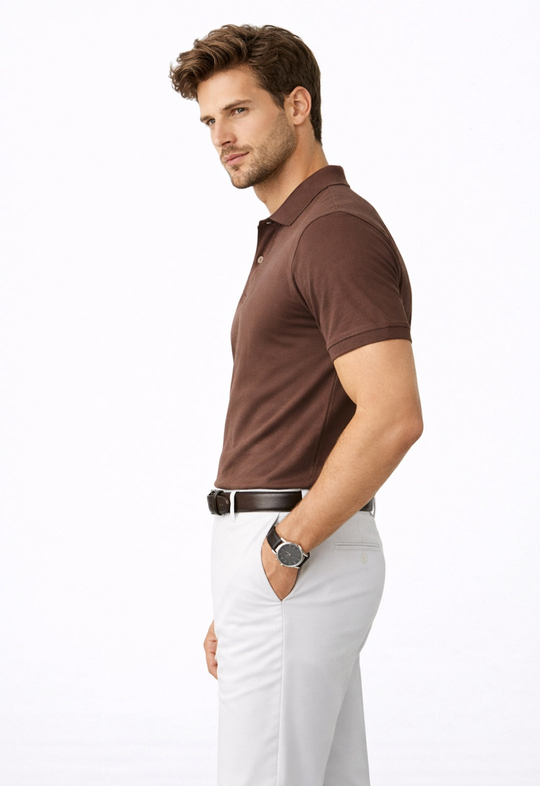Basic Polo T-Shirt – Coffee