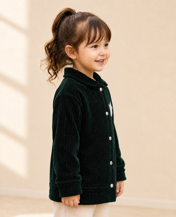 Sportking Girls Crown Patch Winter Top – Green