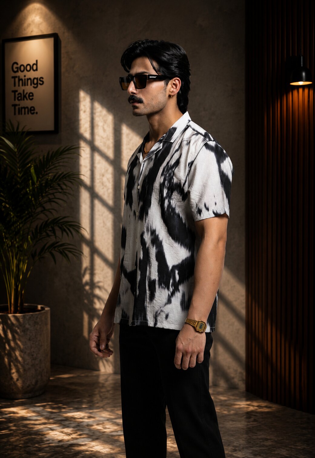 Self-Textured Shirt - Black