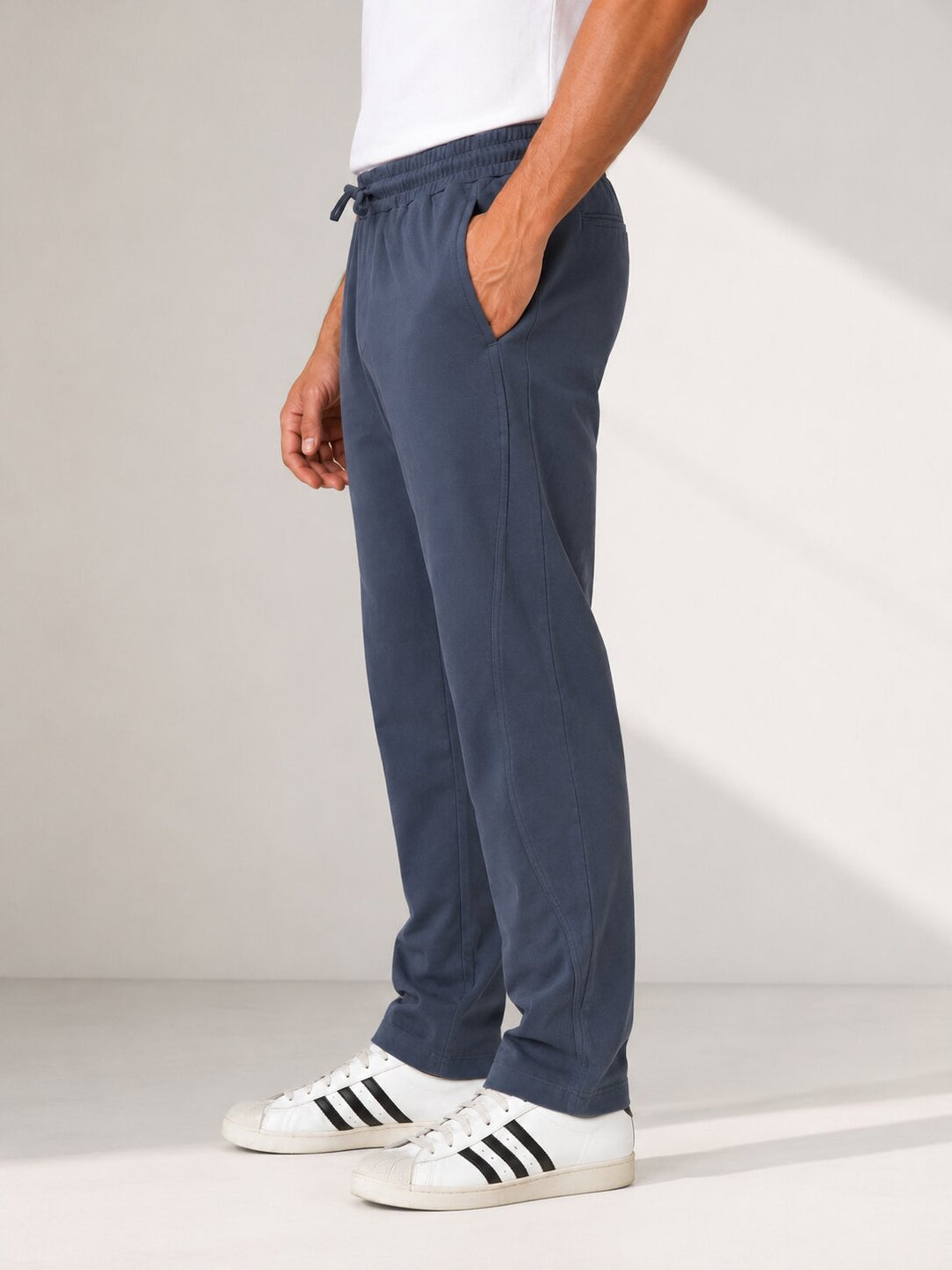 Regular Fit Solid Track Pant – Denim Blue