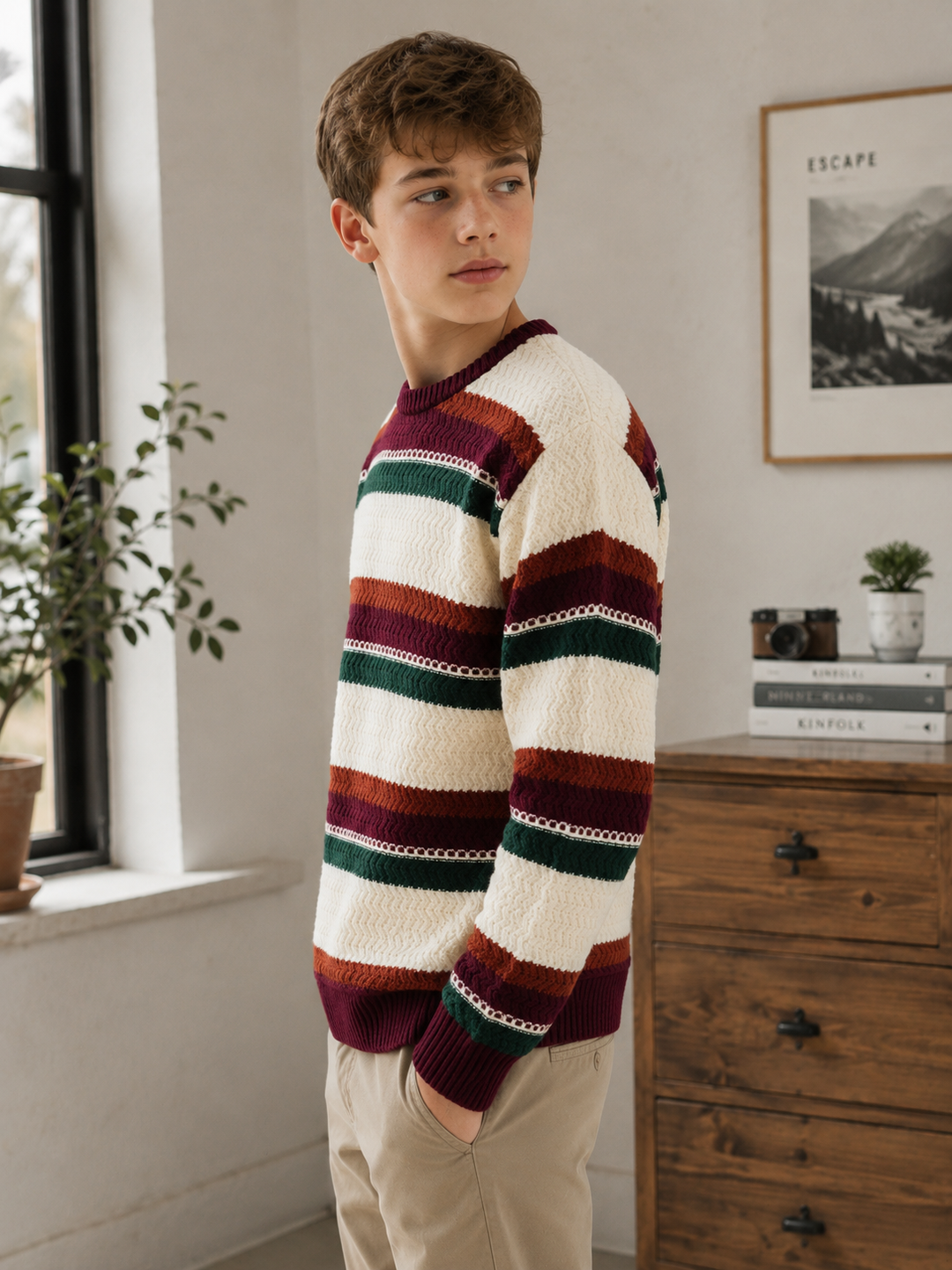 Sportking Multicolor Striped Sweater – White