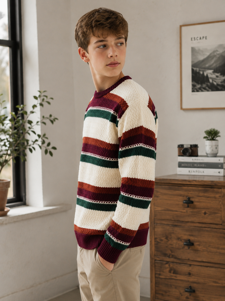 Sportking Multicolor Striped Sweater – White