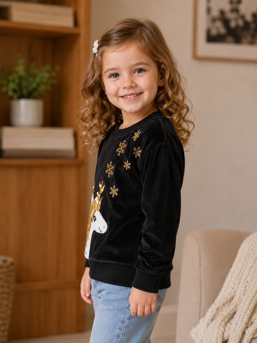 Sportking Girls Unicorn Graphic Sweatshirt – Black