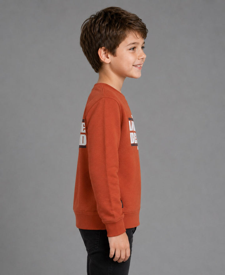 Sportking Boys Typography Graphic Sweatshirt – Rust