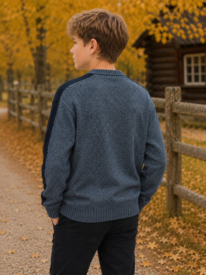 Sportking Textured Sweater with Contrast Pocket – Navy