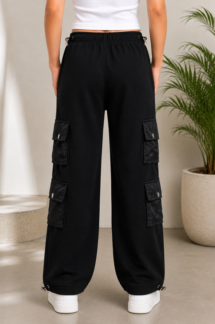 Sportking Girls Cargo Track Pant – Black