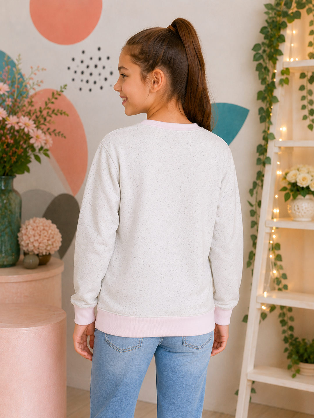 Sportking Girls Happy Bear Graphic Sweatshirt – Melange