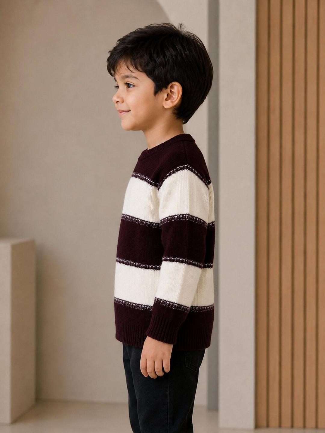Sportking Striped Sweater – Maroon