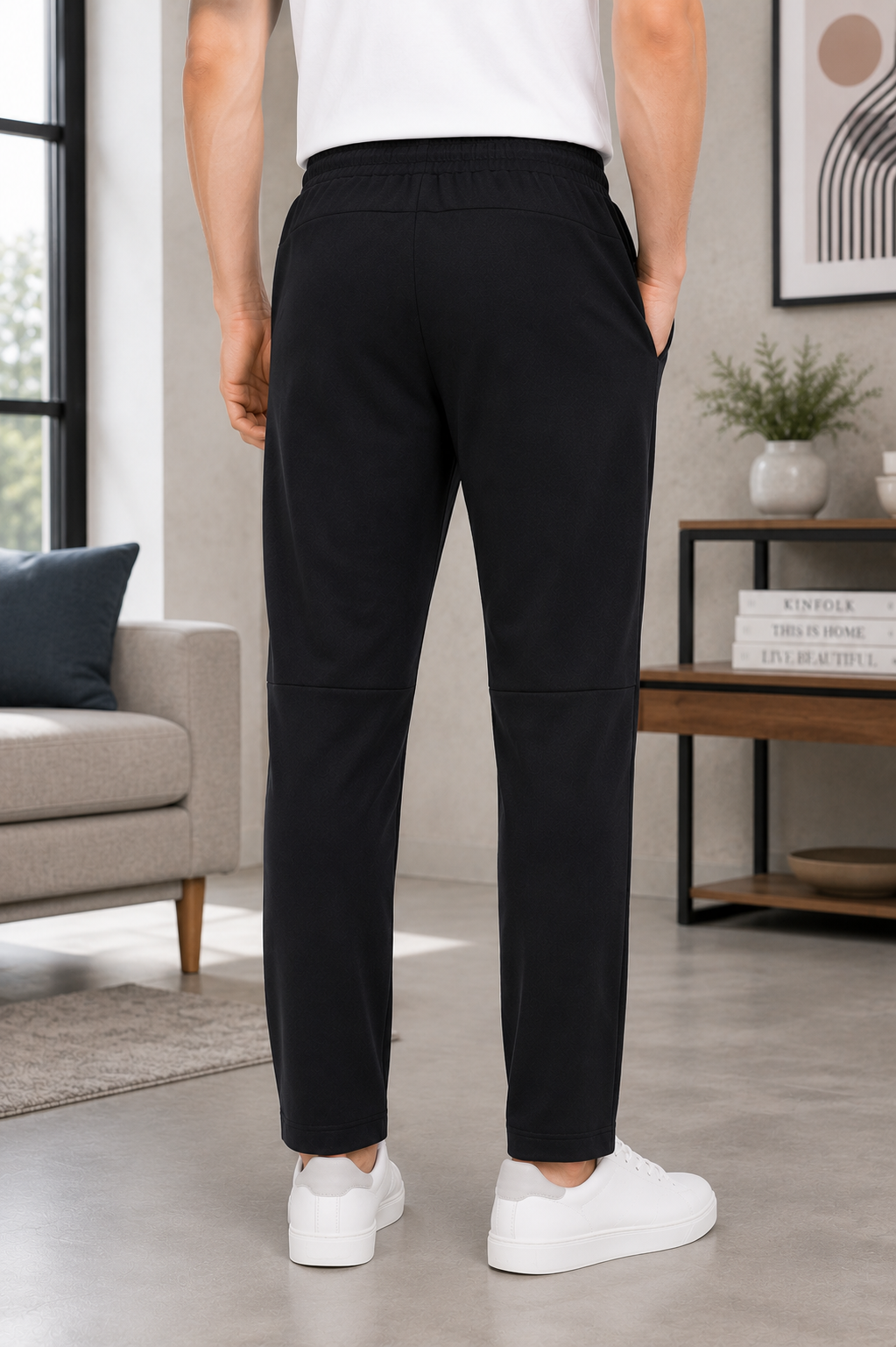 Regular Fit Solid Track Pant – Black