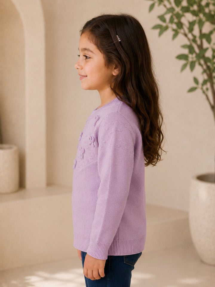 Sportking Girls Bow Applique Winter Top – Lavender