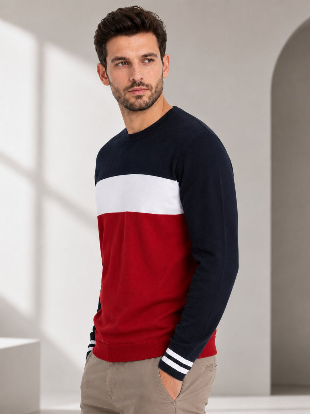 Men's Regular Fit Color Block T-Shirt – Black