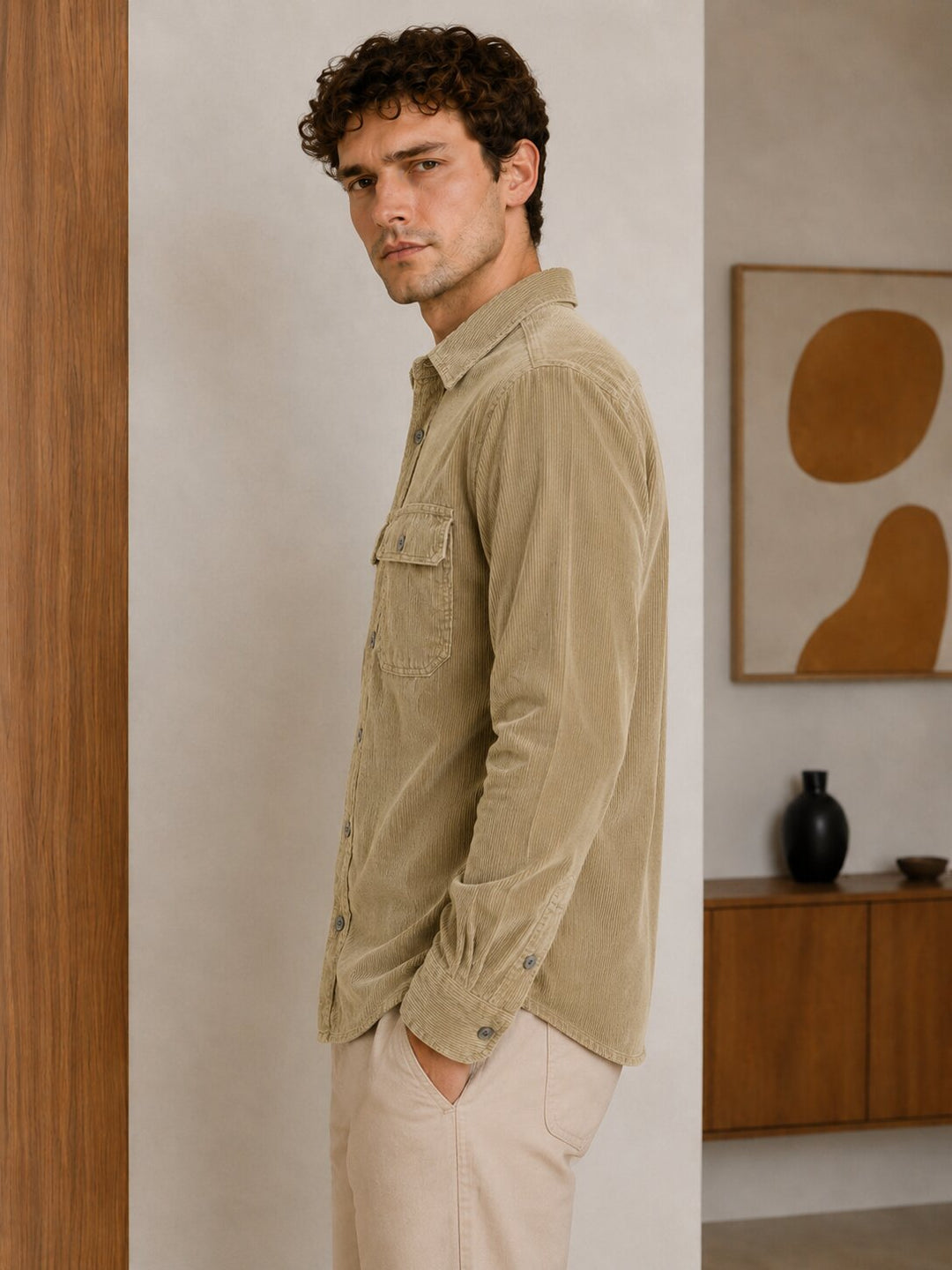Mentor Men's Textured Casual Shirt – Khaki