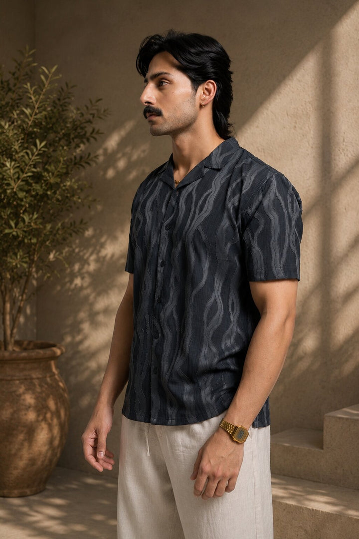 Textured Shirt for Men - Anthra