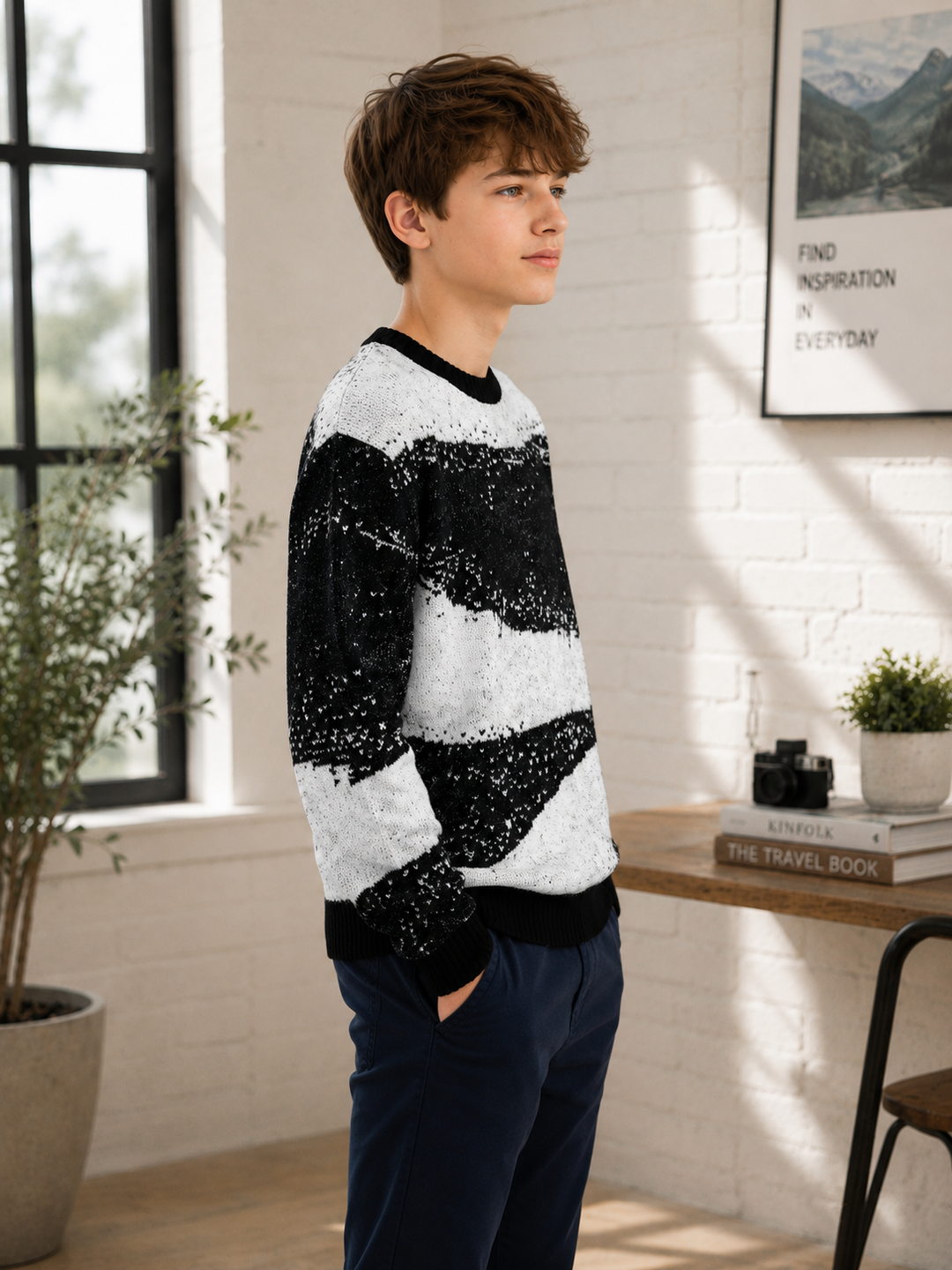 Sportking Abstract Jacquard Sweater – Black