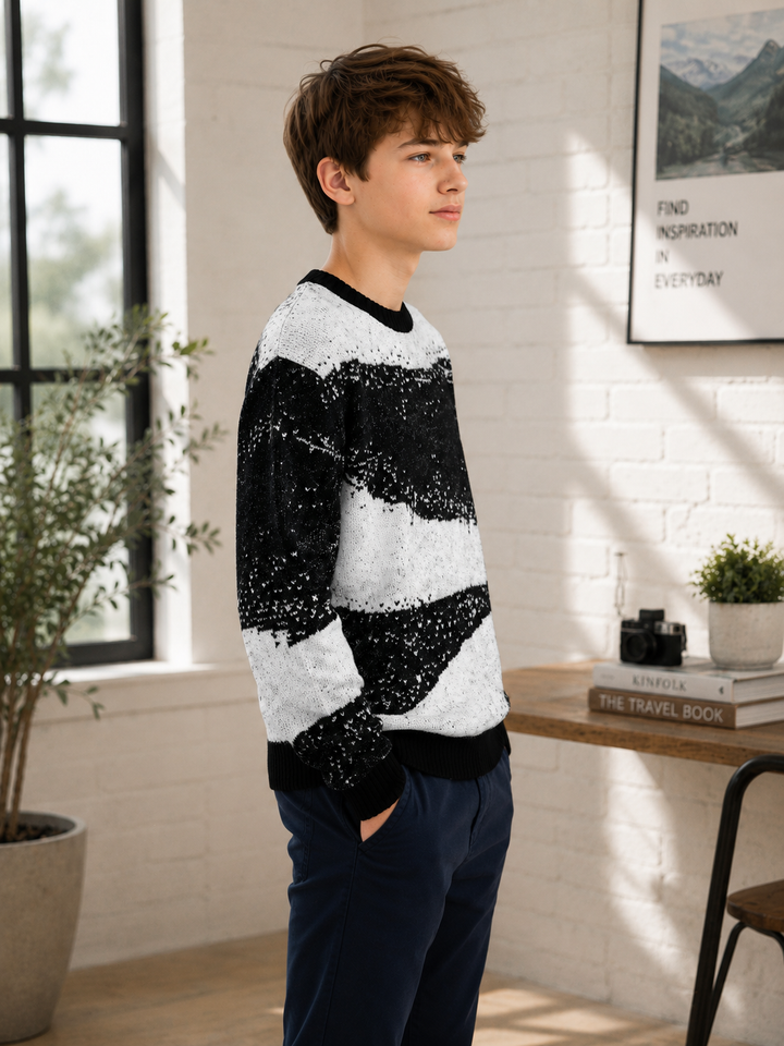 Sportking Abstract Jacquard Sweater – Black