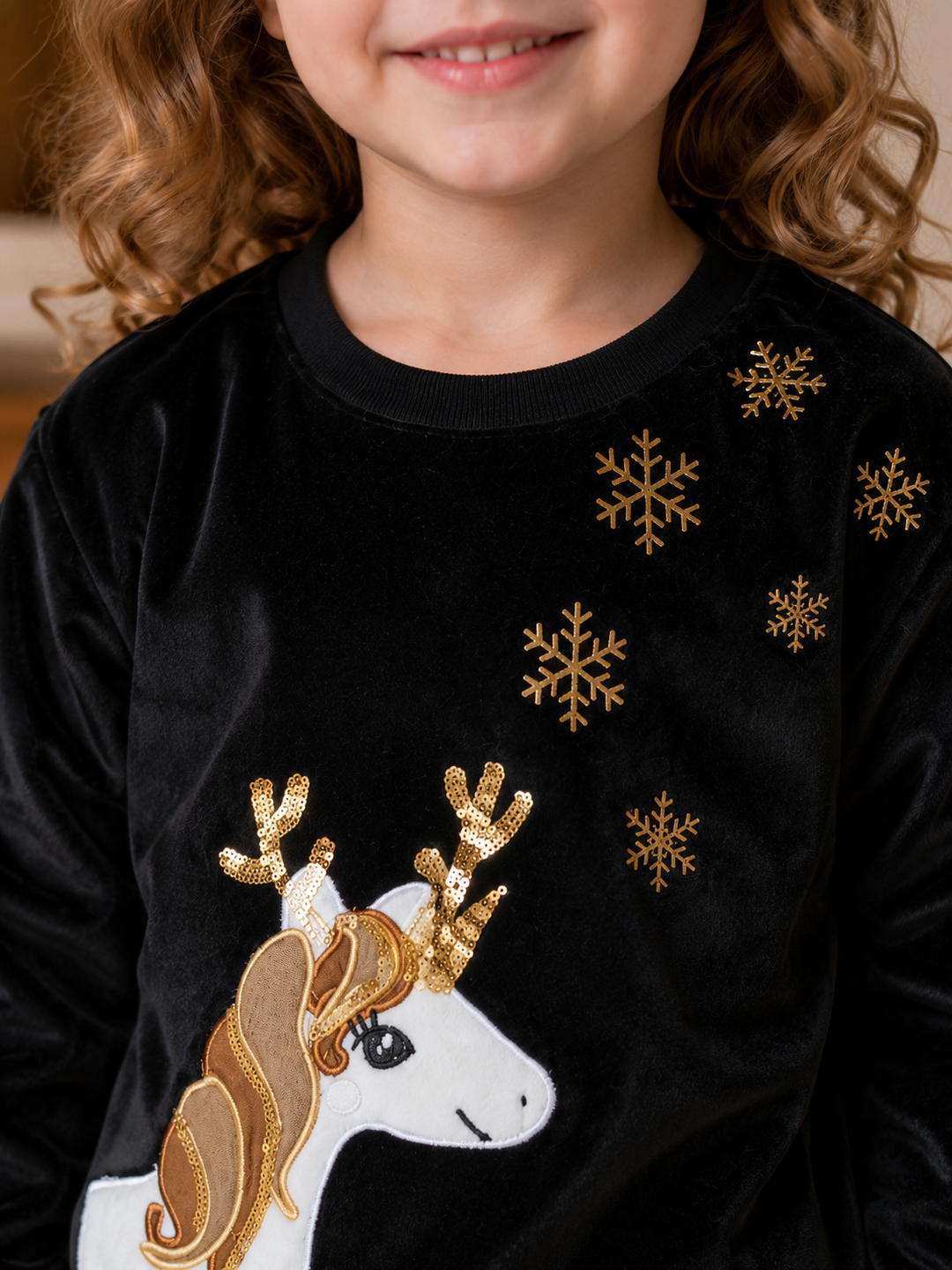 Sportking Girls Unicorn Graphic Sweatshirt – Black