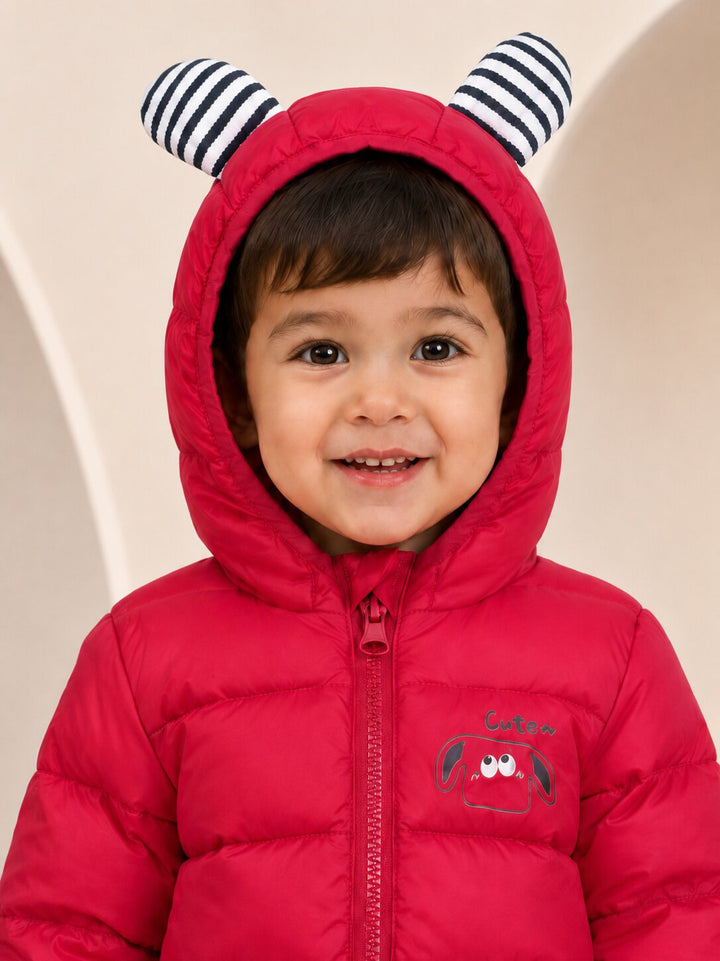 Sportking Boys Puppy Patch Winter Jacket – Red