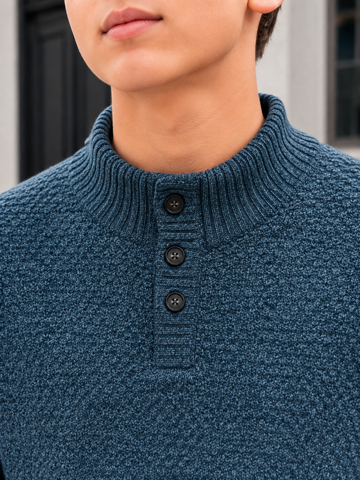 Sportking Mock Neck Button Sweater – Navy