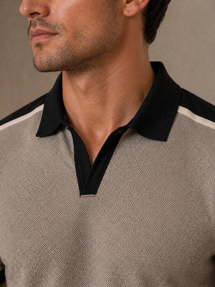 Contrast Cotton Polo Shirt – Black