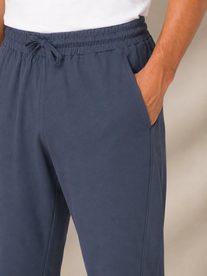 Regular Fit Solid Track Pant – Denim Blue