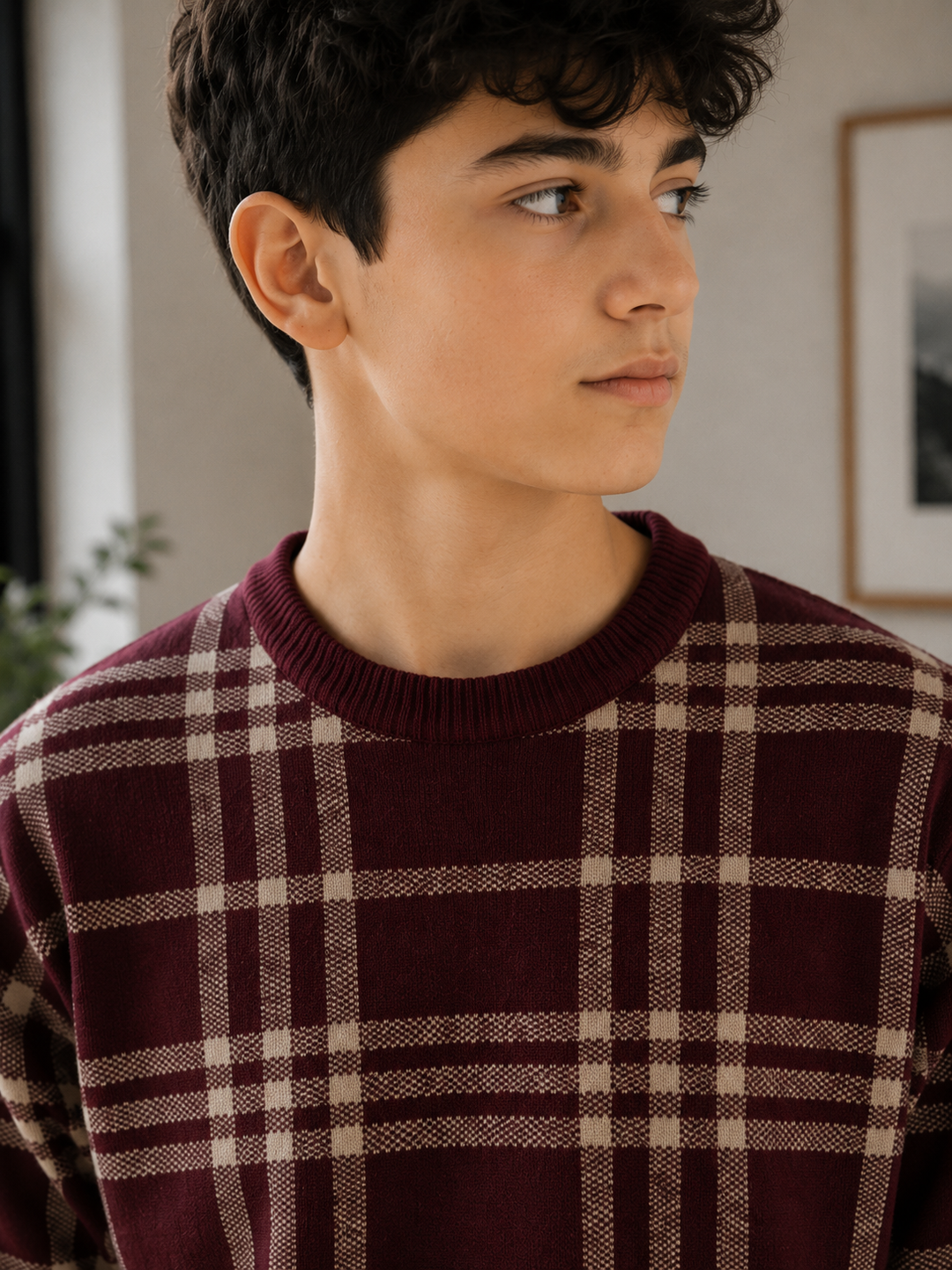 Sportking Check Jacquard Sweater – Maroon