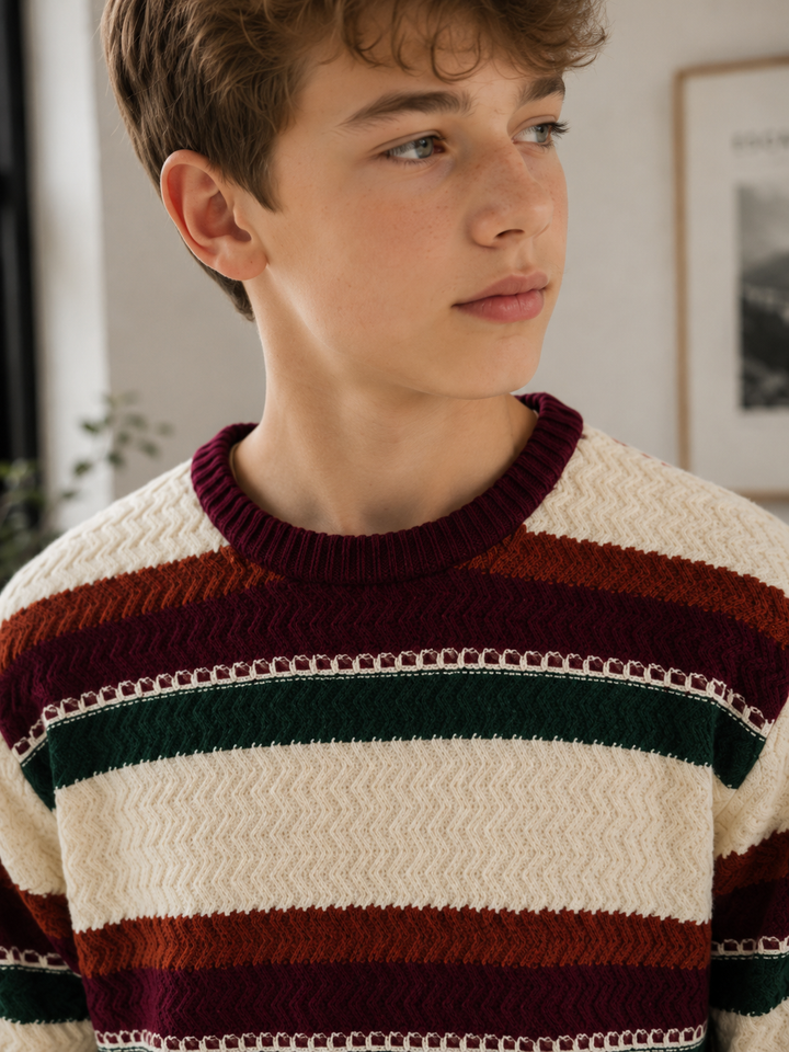 Sportking Multicolor Striped Sweater – White