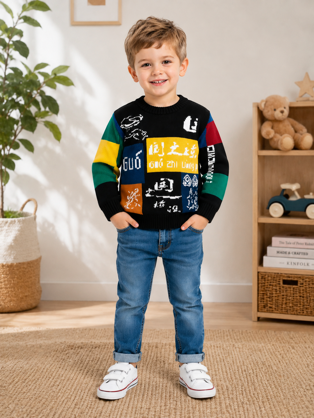 Sportking Multicolor Jacquard Sweater – Black