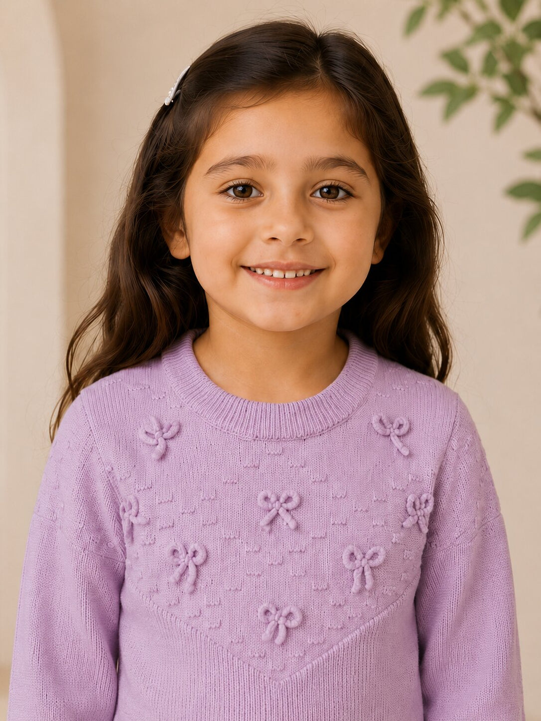 Sportking Girls Bow Applique Winter Top – Lavender