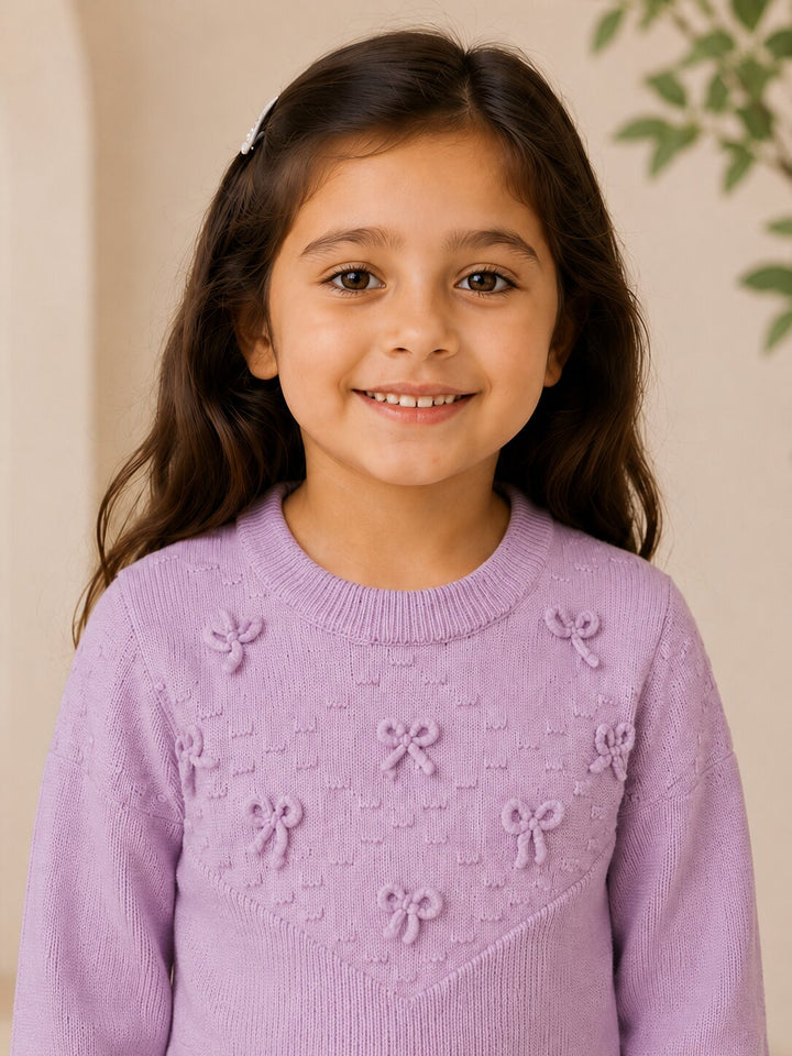 Sportking Girls Bow Applique Winter Top – Lavender
