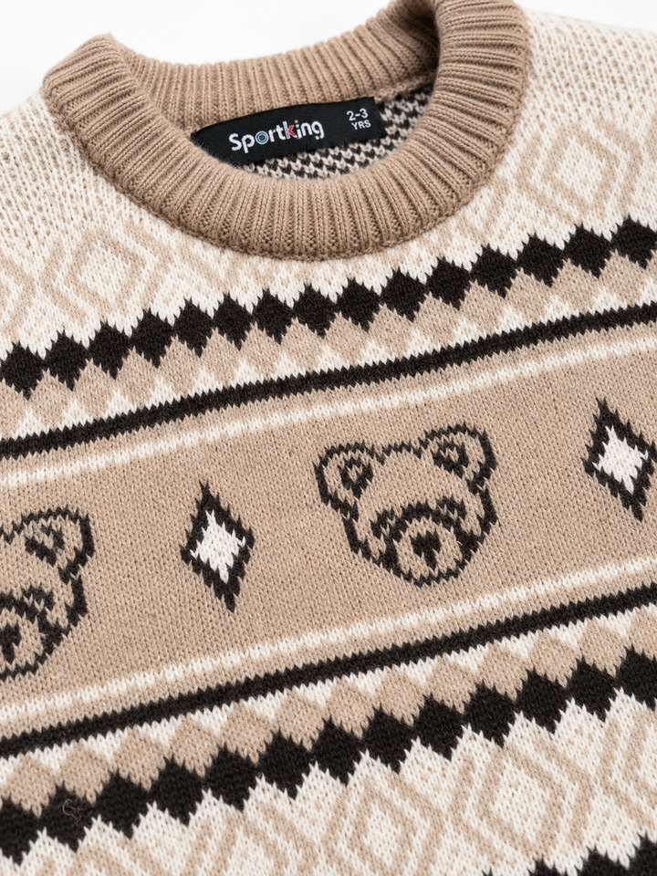 Sportking Teddy Bear Jacquard Sweater – Brown