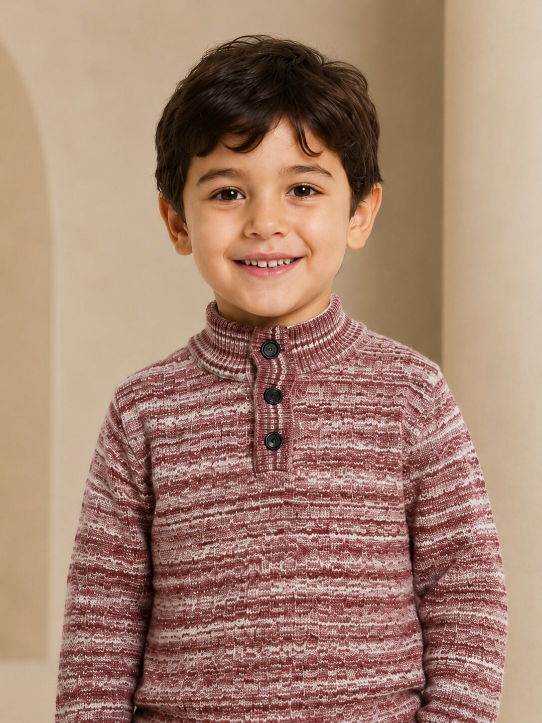 Sportking High Neck Textured Sweater – Red
