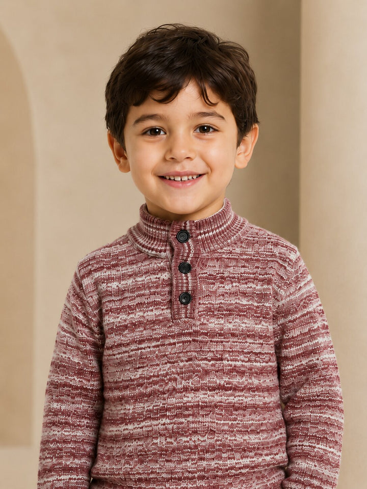 Sportking High Neck Textured Sweater – Red