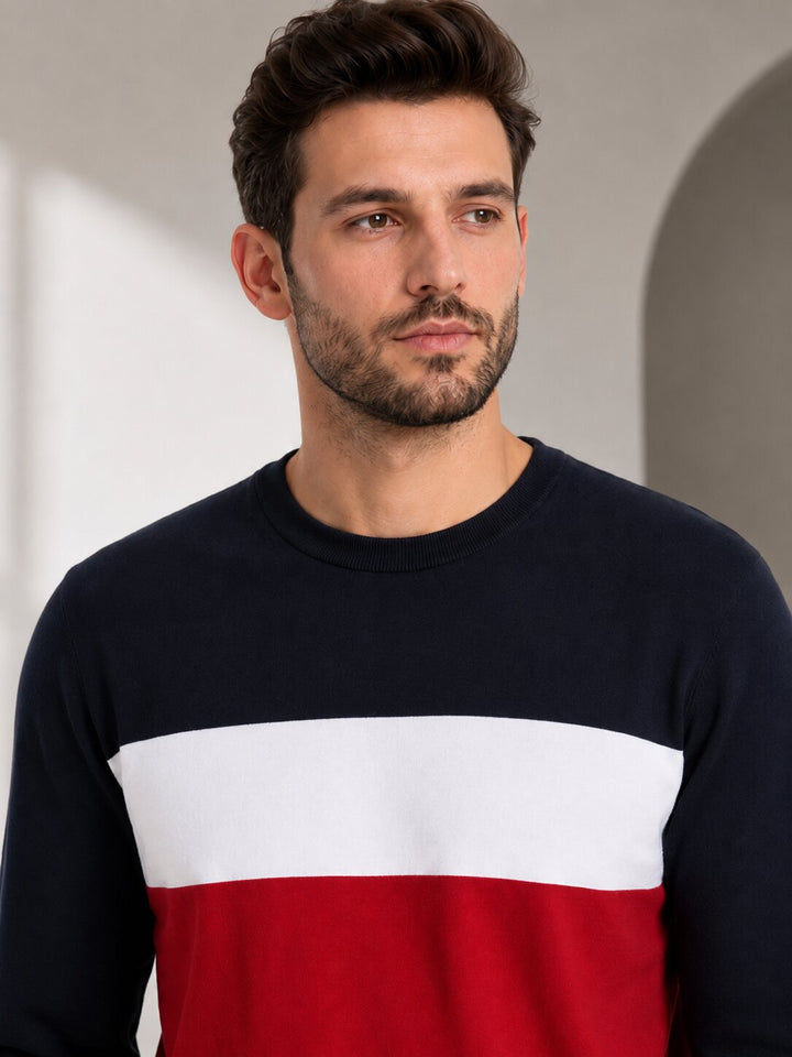 Men's Regular Fit Color Block T-Shirt – Black