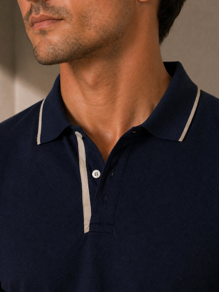 Navy Polo with Contrast Trim