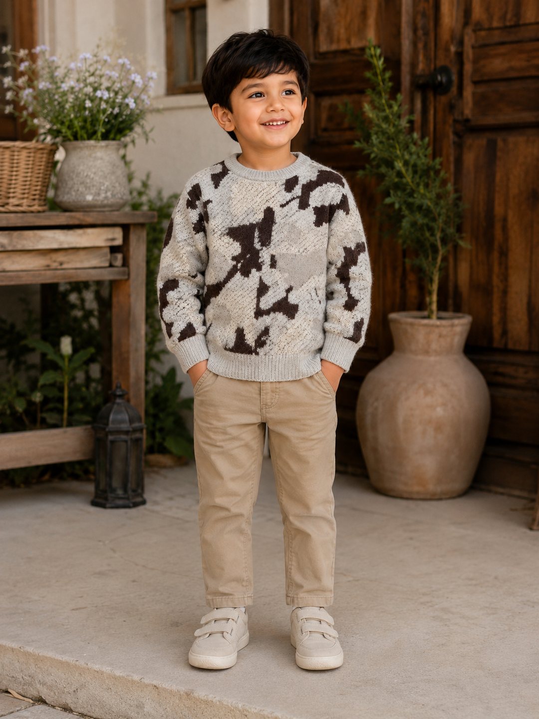 Sportking Abstract Jacquard Sweater – Cream