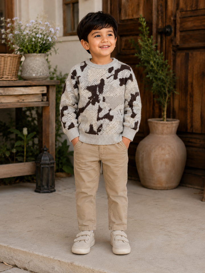 Sportking Abstract Jacquard Sweater – Cream