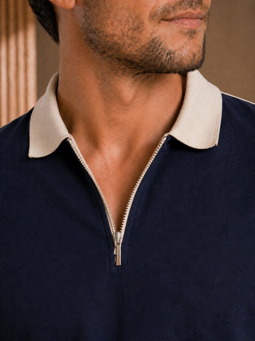 Contrast Stripes Polo Shirt - Navy