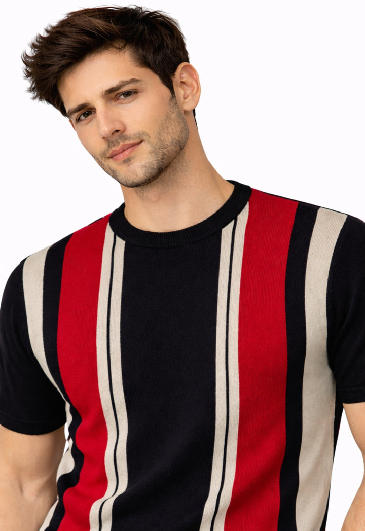 Colorblock Knitted T-shirt - Black