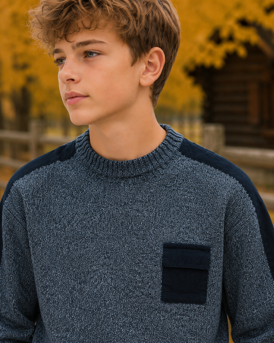 Sportking Textured Sweater with Contrast Pocket – Navy