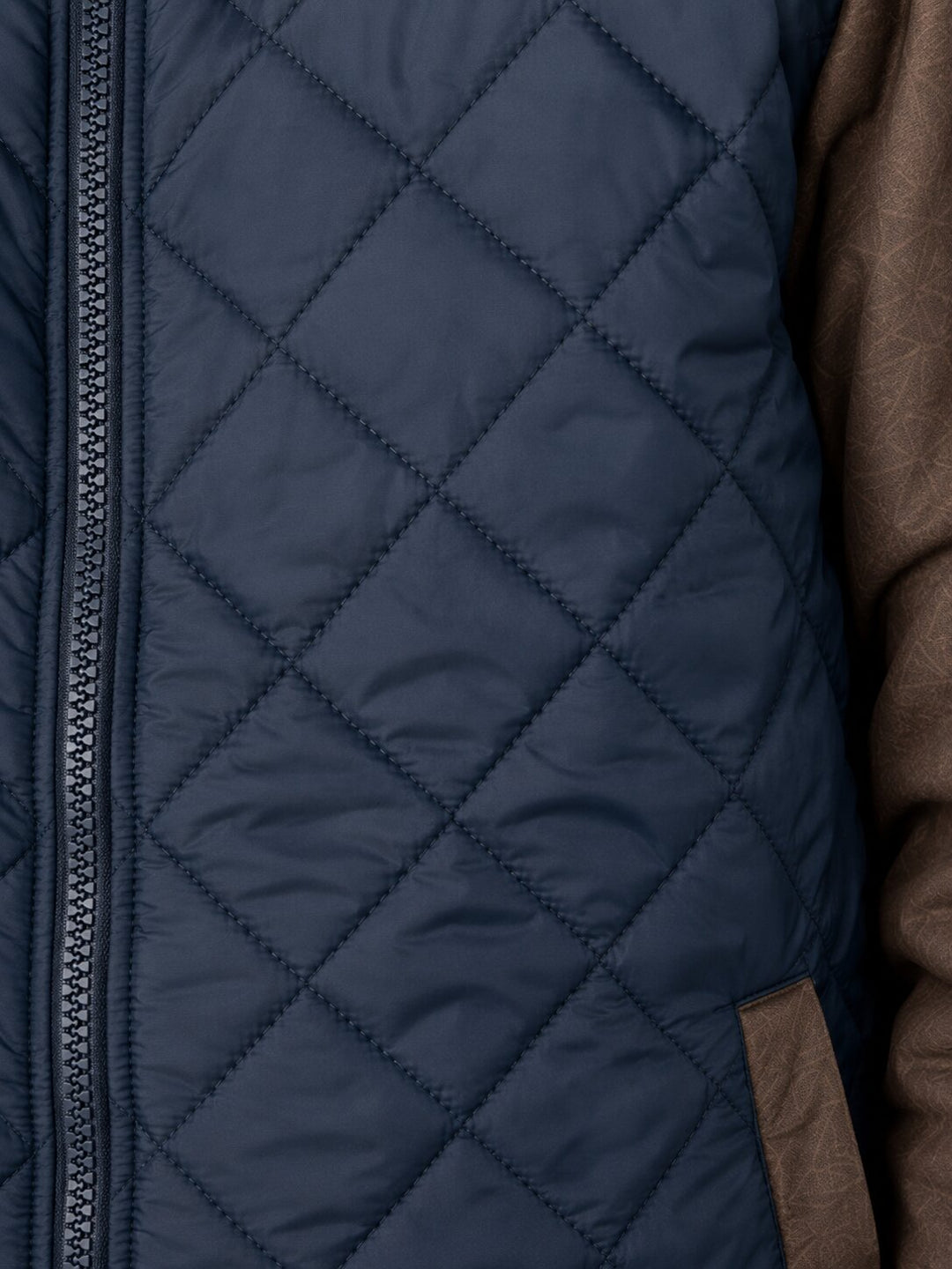Sportking Boys Quilted Color Block Jacket – Navy/Coffee