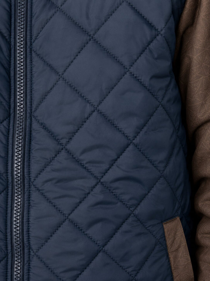 Sportking Boys Quilted Color Block Jacket – Navy/Coffee