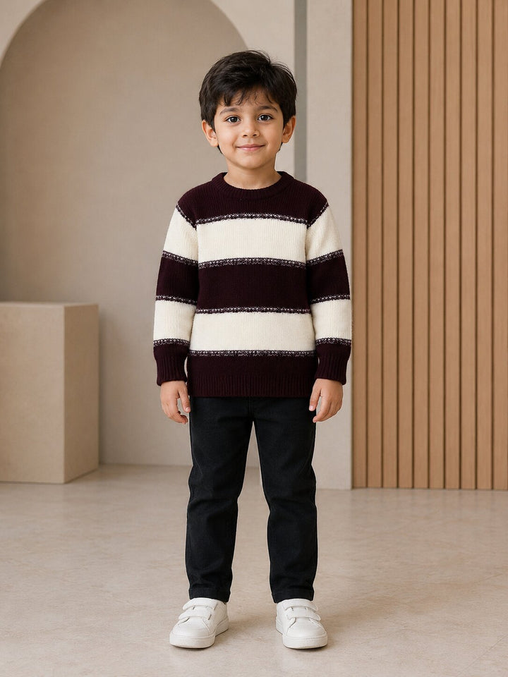 Sportking Striped Sweater – Maroon