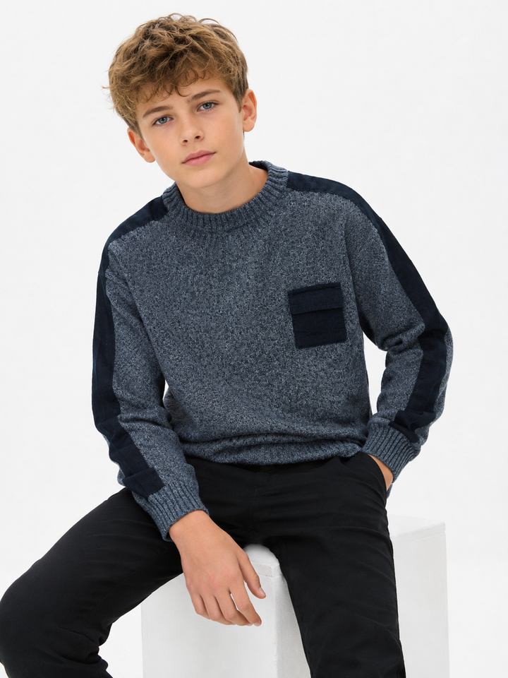 Sportking Textured Sweater with Contrast Pocket – Navy