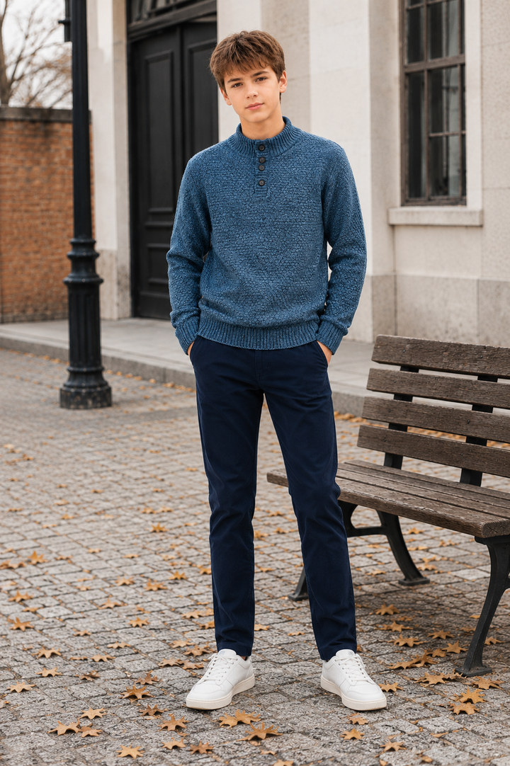 Sportking Mock Neck Button Sweater – Navy