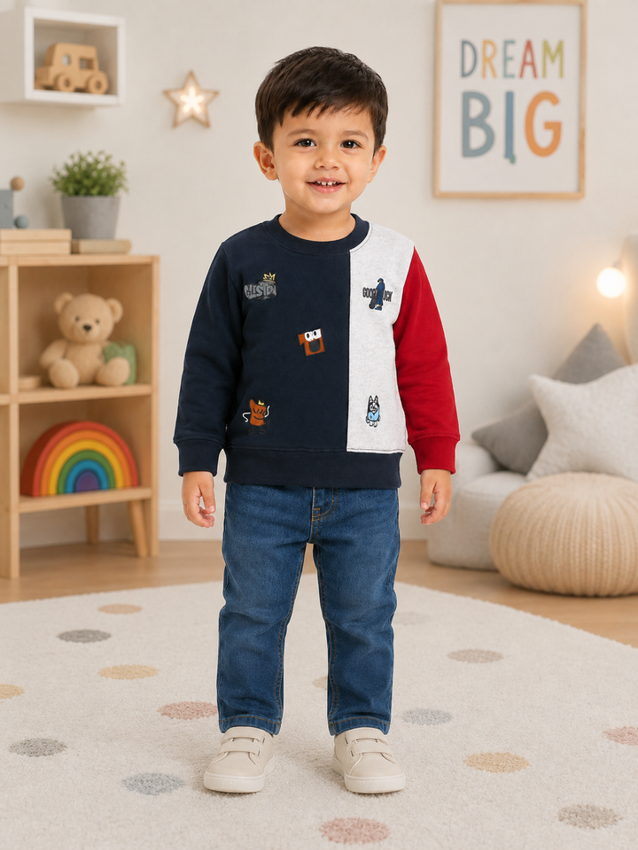 Sportking Color Block Graphic Sweatshirt – Navy