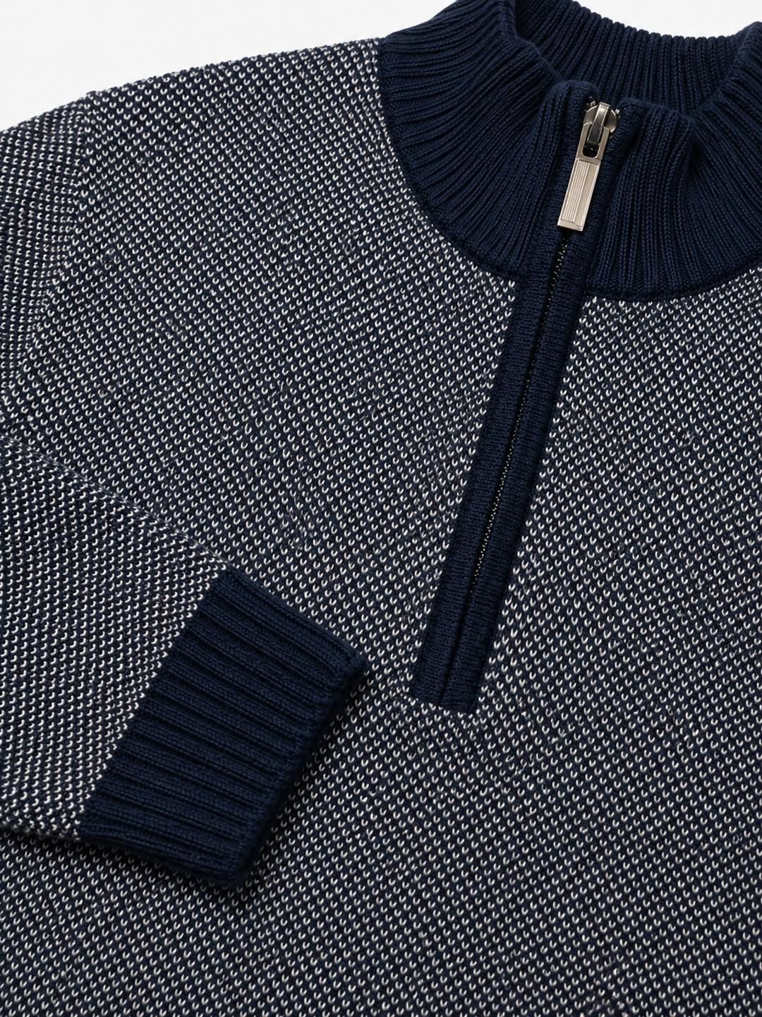 Sportking Half Zip Textured Sweater – Navy