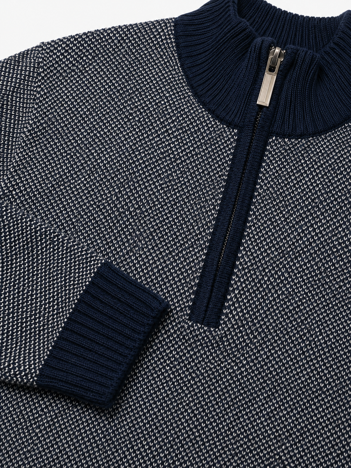 Sportking Half Zip Textured Sweater – Navy
