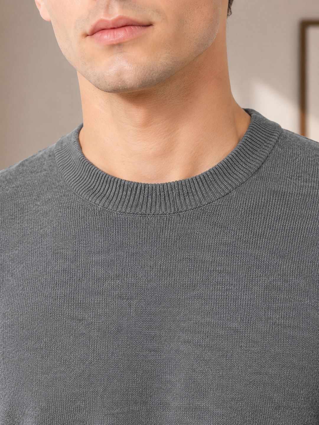Solid Crew Neck Sweatshirt – Grey